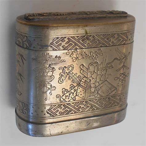 antique metal asian opium box|19th century chinese opium burners.